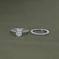 Cushion Cut Solitaire With Accent Bridal Ring Sets