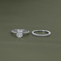 Cushion Cut Solitaire With Accent Bridal Ring Sets