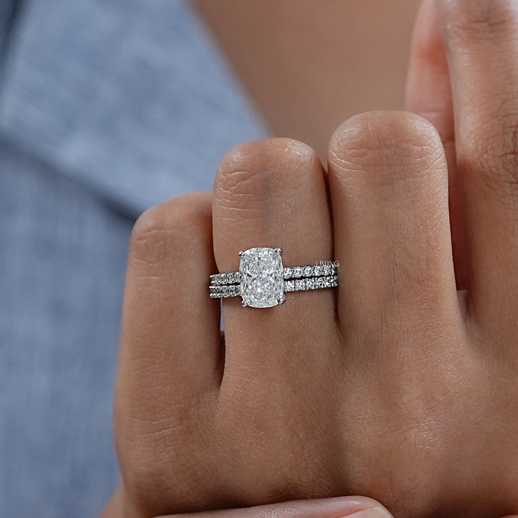 Cushion Cut Solitaire With Accent Bridal Ring Sets