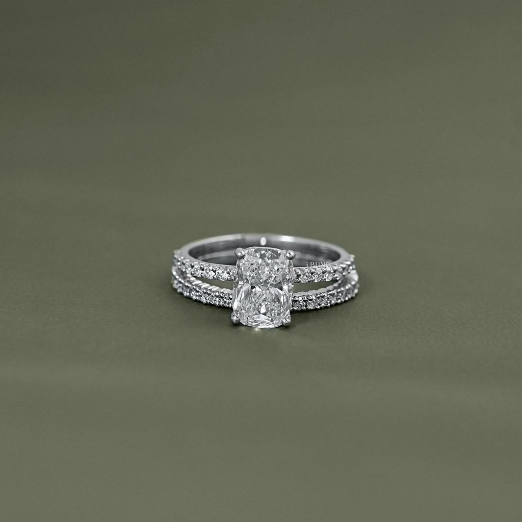 Cushion Cut Solitaire With Accent Bridal Ring Sets