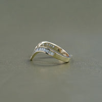Tapered Baguette Diamond Channel Set V Shape Wedding Band