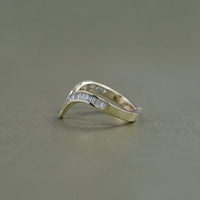 Tapered Baguette Diamond Channel Set V Shape Wedding Band