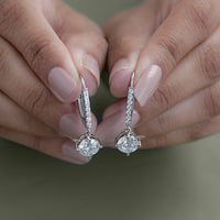 Round Cut Diamond Dangle Drop Earrings