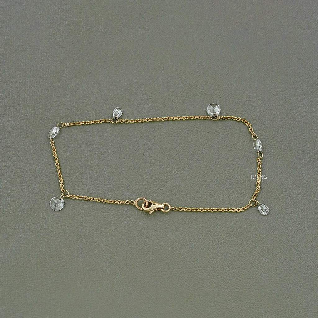 Multi Shape Rose Cut Diamond Station Bracelet