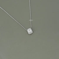 Emerald Cut Diamond Halo Pendant