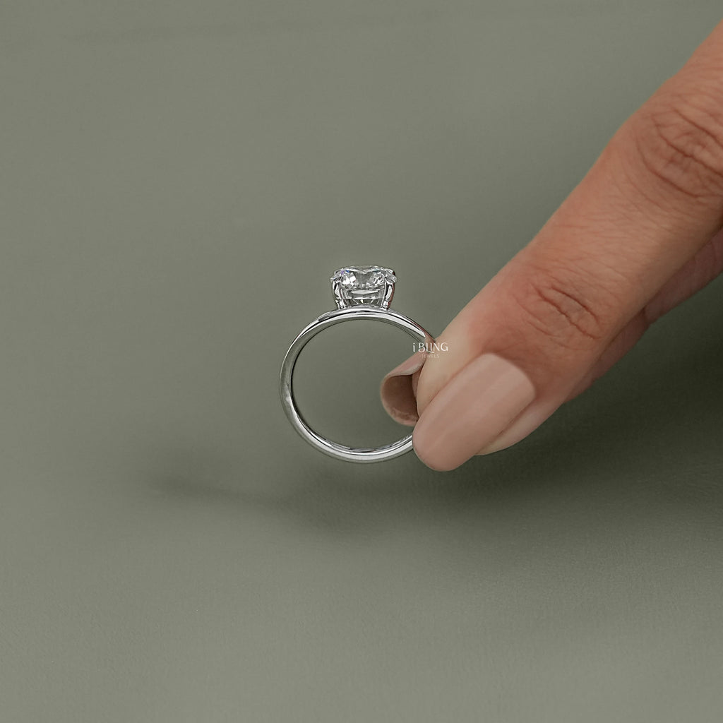 Round Lab Diamond Solitaire Ring