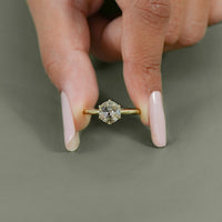 Round Rose Cut Lab Diamond Solitaire Ring