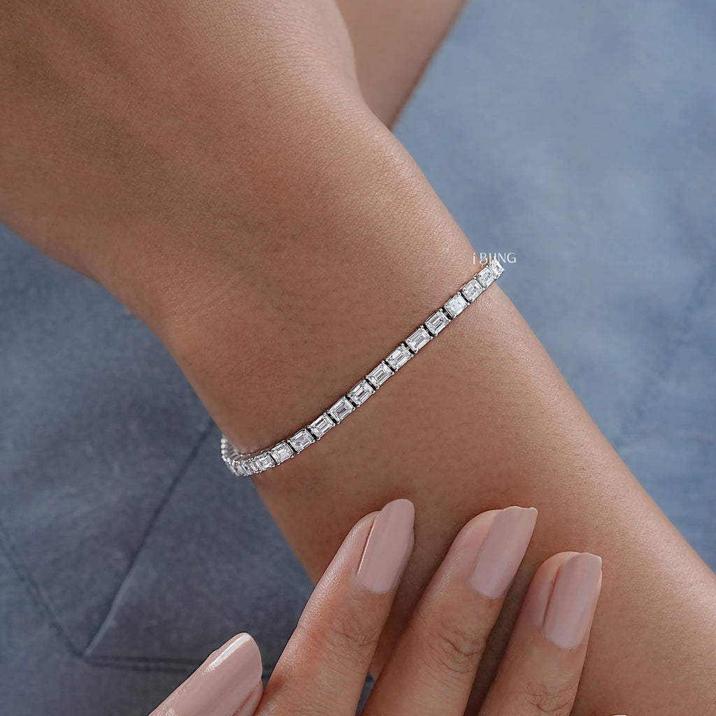 Emerald Cut Lab Grown Diamond Tennis Bracelet