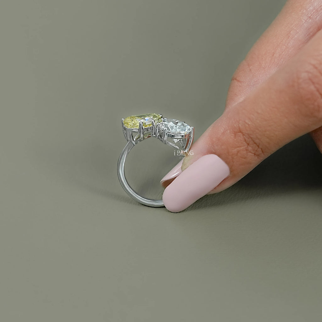 Fancy Vivid Yellow Pear Diamond Toi Moi Ring