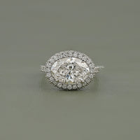Double Halo East-West Oval Cut Ring