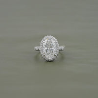 Double Halo Oval Cut Pave Set Ring
