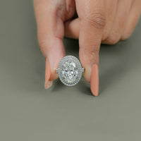 Oval Cut Double Halo Accent Diamond Ring