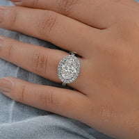 Double Halo East-West Oval Cut Ring