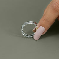 Double Row Wave Round Diamond Band
