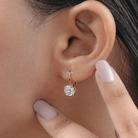 Solitaire Round Diamond Drop Earrings