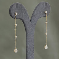 Round Lab Diamond Bezel Set Dangle Drop Earrings