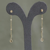 Round Lab Diamond Bezel Set Dangle Drop Earrings