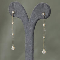 Round Lab Diamond Bezel Set Dangle Drop Earrings