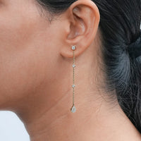 Round Lab Diamond Bezel Set Dangle Drop Earrings