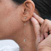 Round Lab Diamond Bezel Set Dangle Drop Earrings