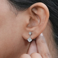Round Diamond Pave Set Dangle Drop Earrings
