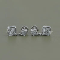 Round Diamond Pave Set Dangle Drop Earrings