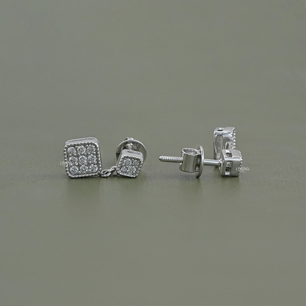 Round Diamond Pave Set Dangle Drop Earrings