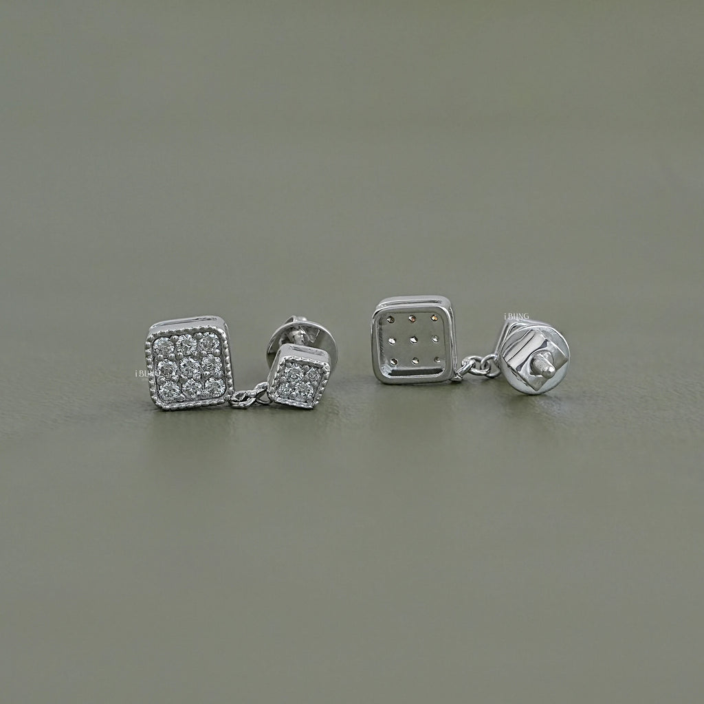 Round Diamond Pave Set Dangle Drop Earrings