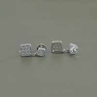 Round Diamond Pave Set Dangle Drop Earrings