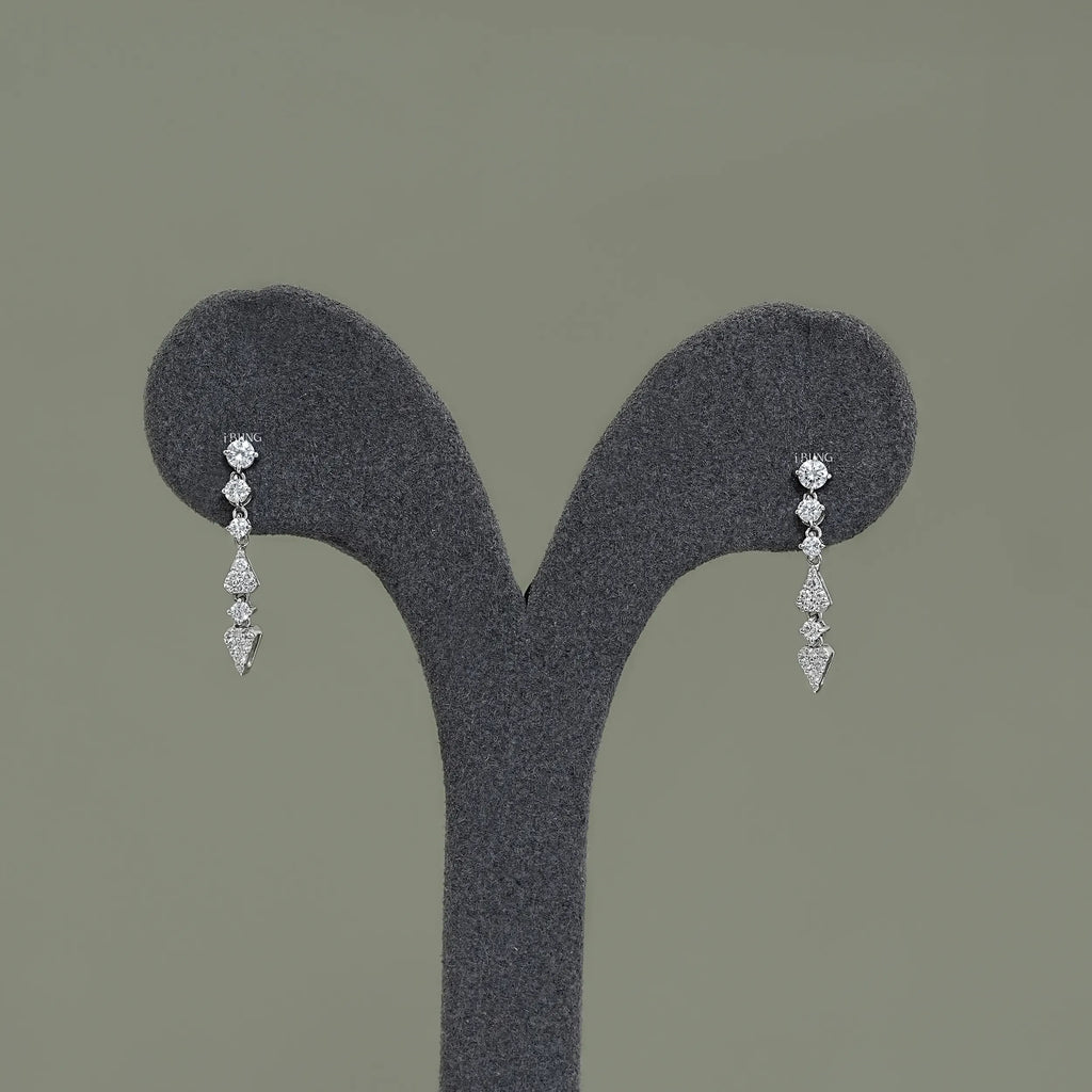 Round Diamond Dangle Drop Earrings