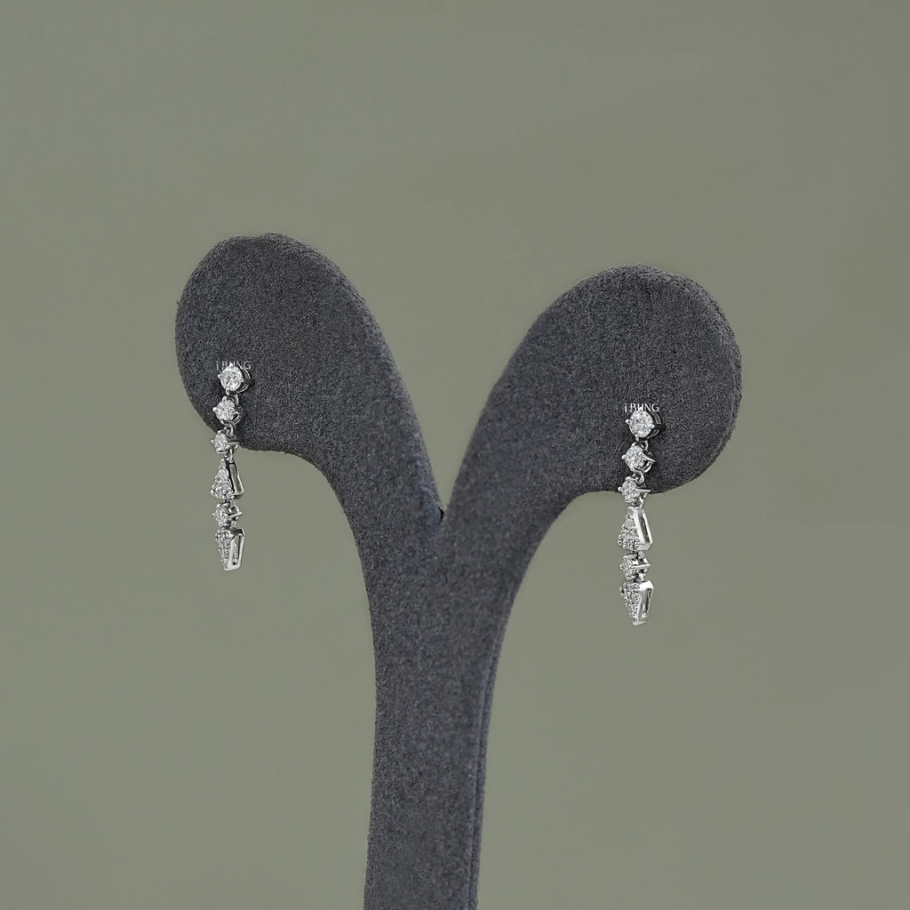 Round Diamond Dangle Drop Earrings