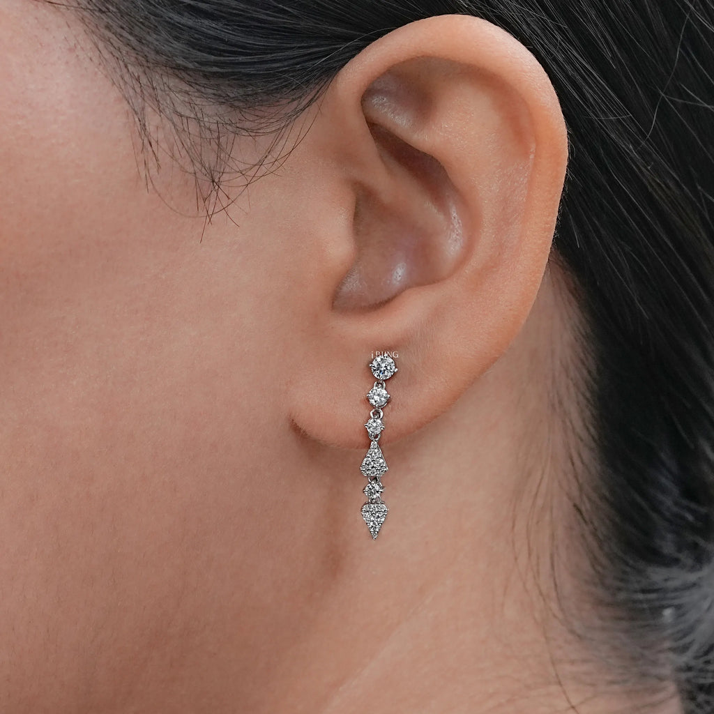 Round Diamond Dangle Drop Earrings