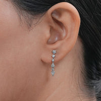 Round Diamond Dangle Drop Earrings
