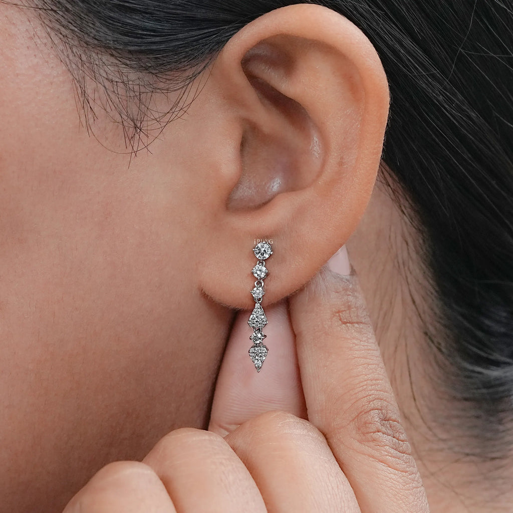 Round Diamond Dangle Drop Earrings