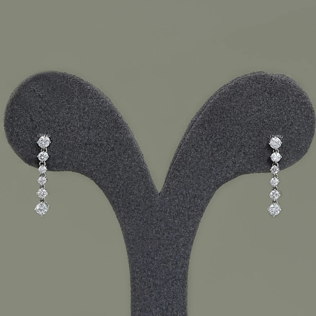 Lab Grown Round Diamond Dangle Earrings
