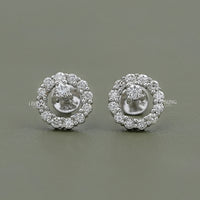 Open Circle Round Diamond Stud Earrings