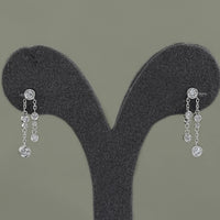 Round Cut Bezel Set Chain Drop Dangle Earrings