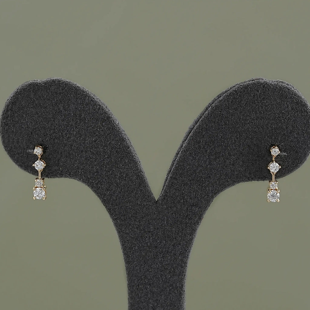 Round Lab Diamond Drop Dangle Earrings