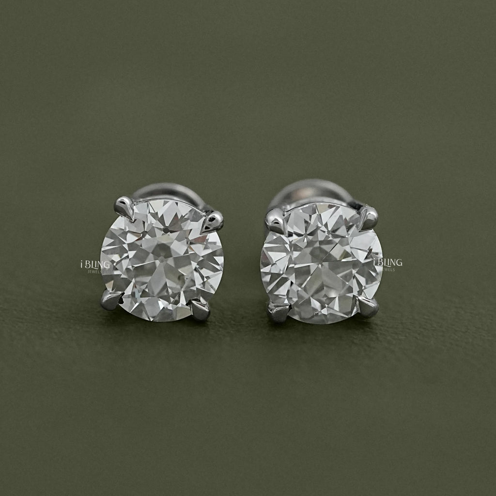Old European Round Cut Stud Earrings
