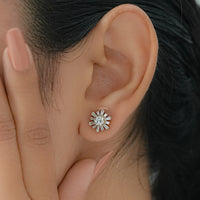 Round Lab Diamond Cluster Set Stud Earrings