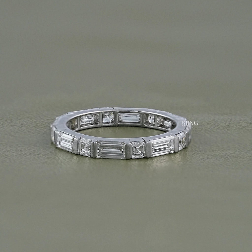 East West Baguette Diamond Tension Set Eternity Band