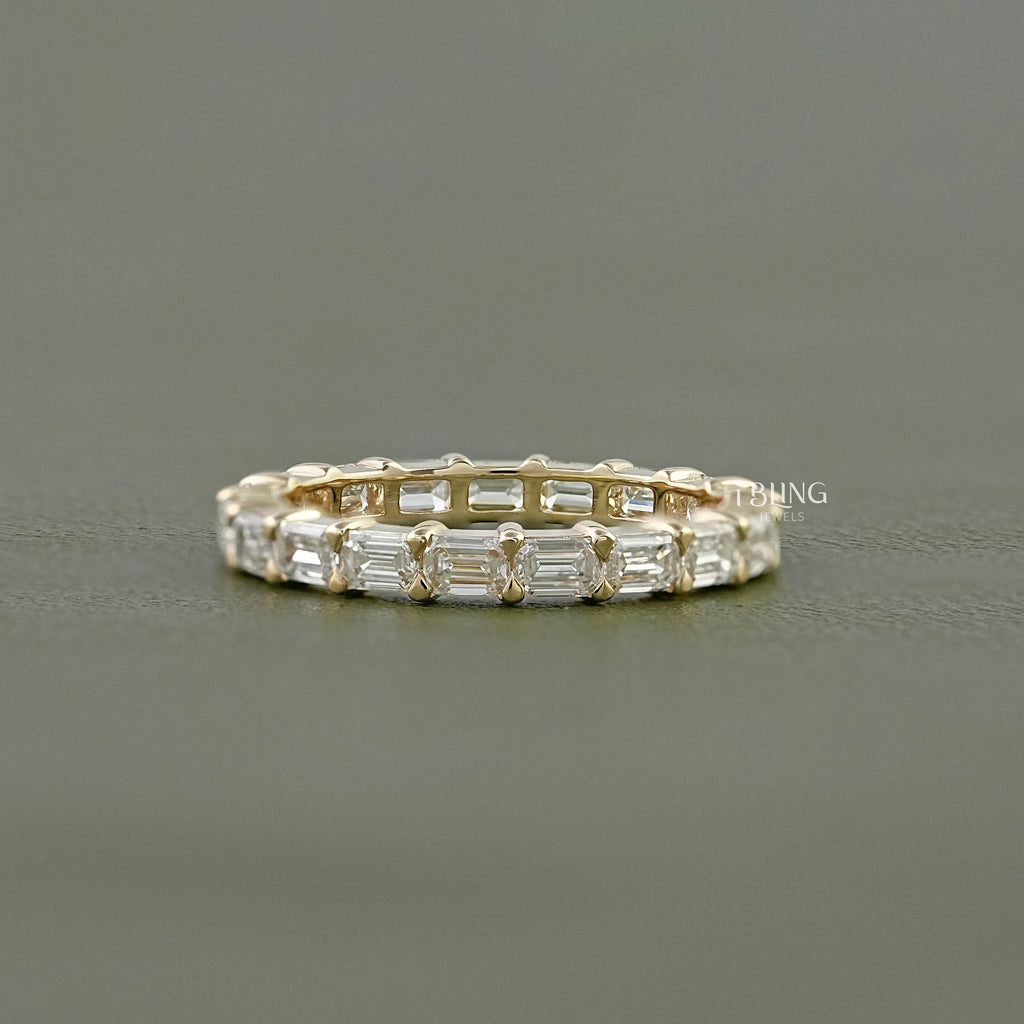 East West Emerald Cut Eternity Wedding Band