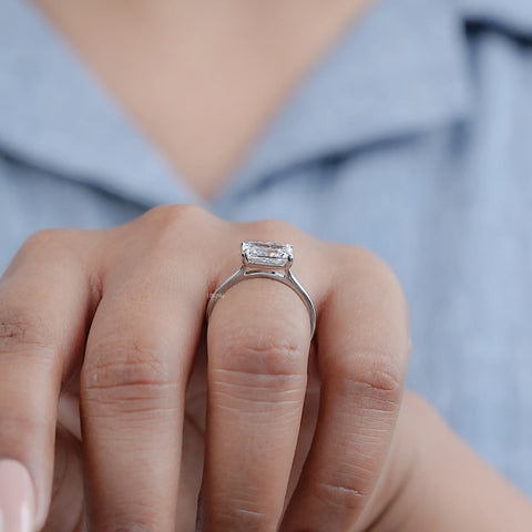 East West Radiant Diamond Solitaire Engagement Ring