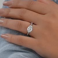 East-West Oval Cut Hidden Halo Pave Ring