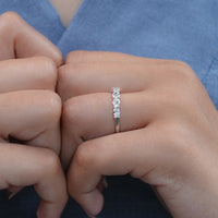 East West Oval Lab Diamond Half Eternity Wedding Band