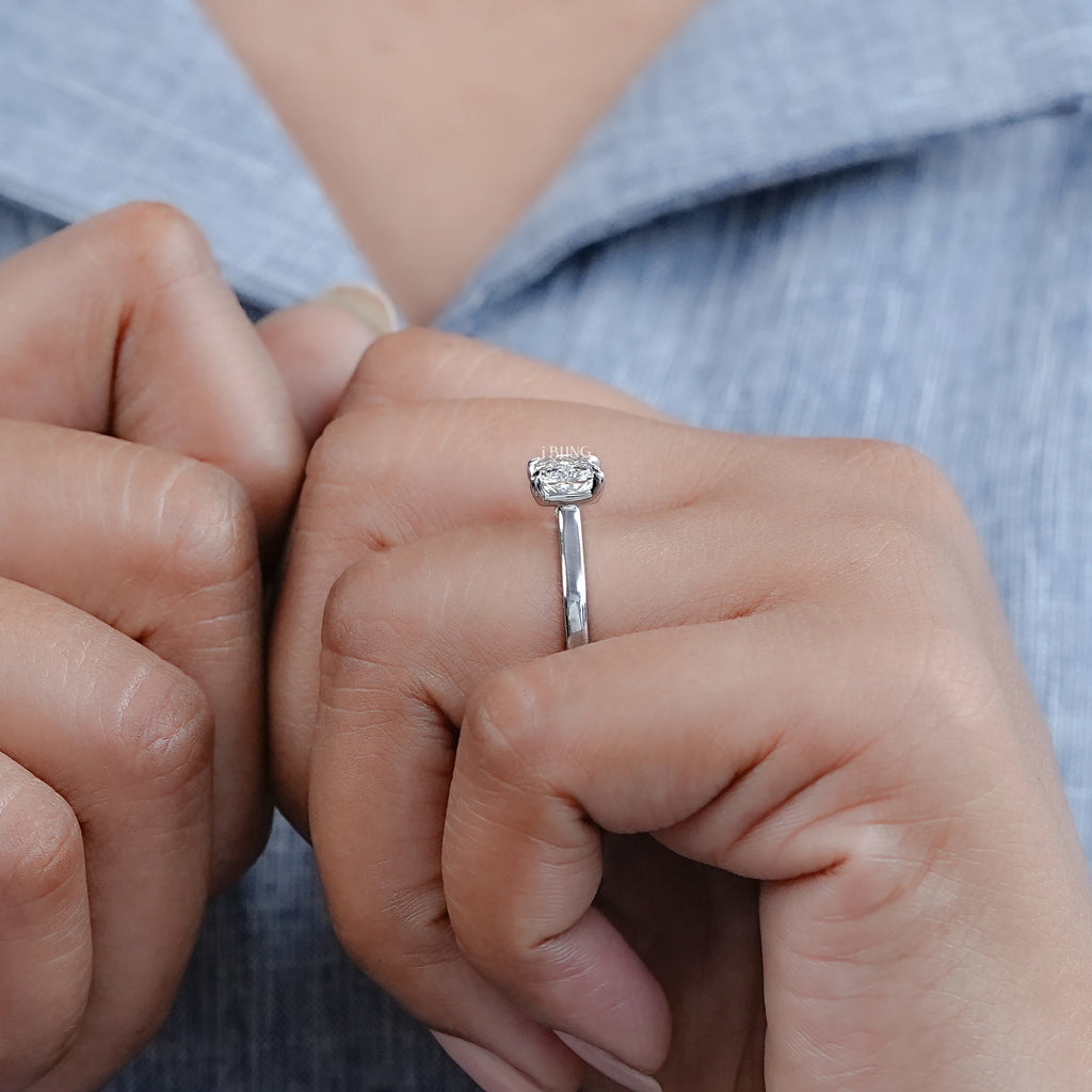 East West Radiant Diamond Solitaire Engagement Ring