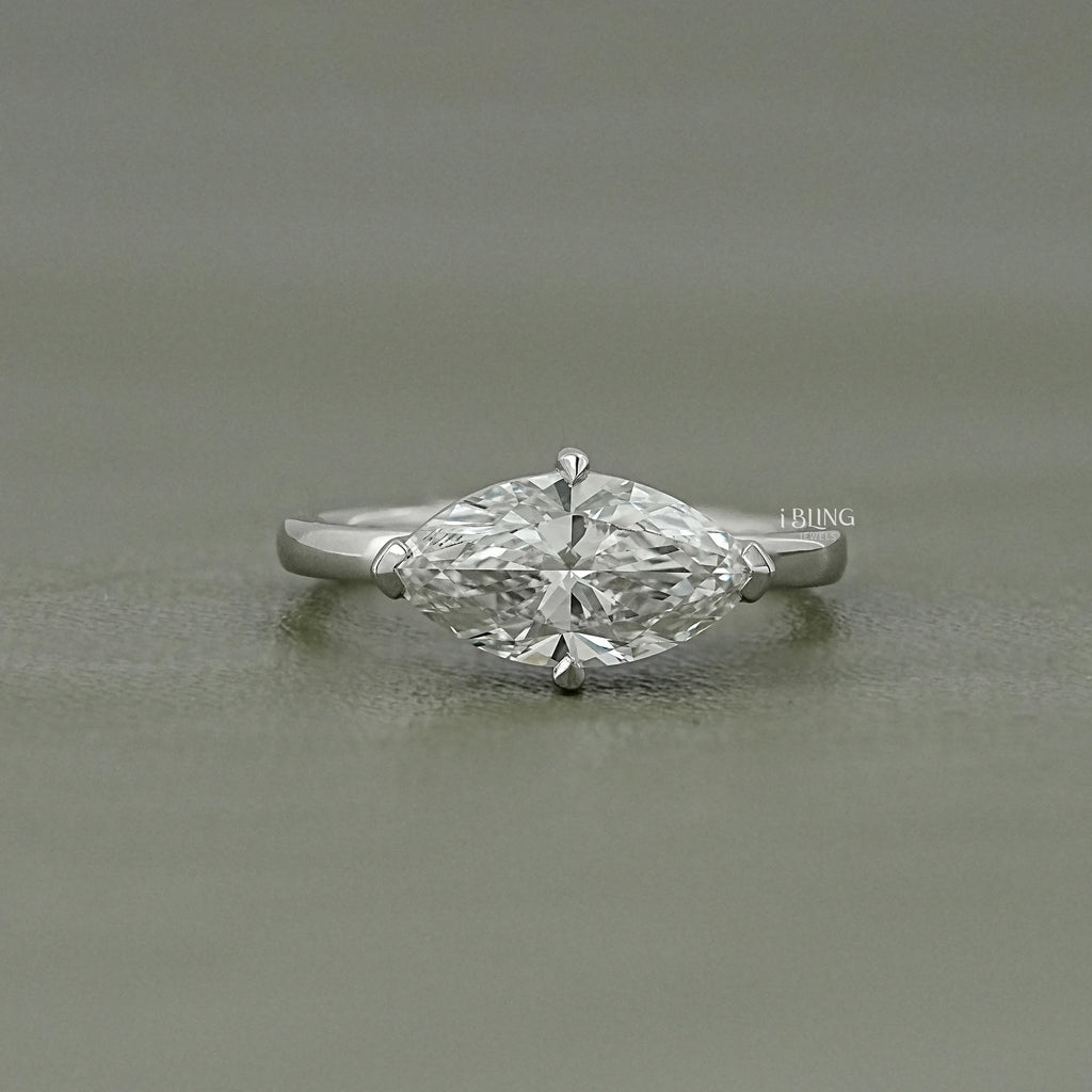 East West Marquise Lab Grown Diamond Solitaire Ring
