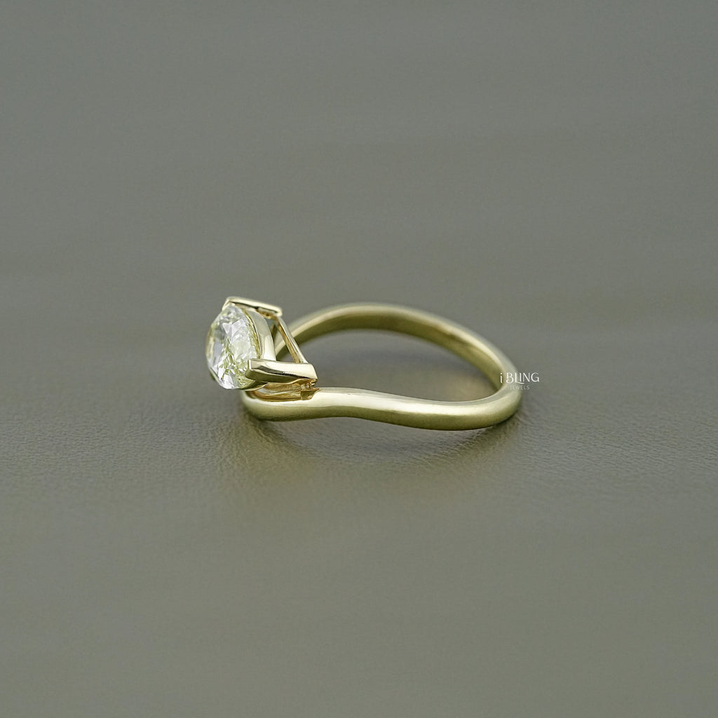 Pear Lab Grown Diamond Curved Solitaire Ring