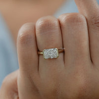 Radiant Cut East West Half Bezel Set Engagement Ring
