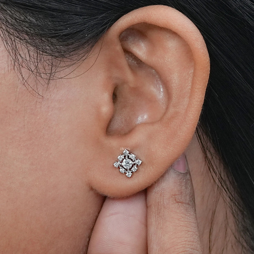 Round Cut Eco Friendly Diamond Dainty Stud Earrings